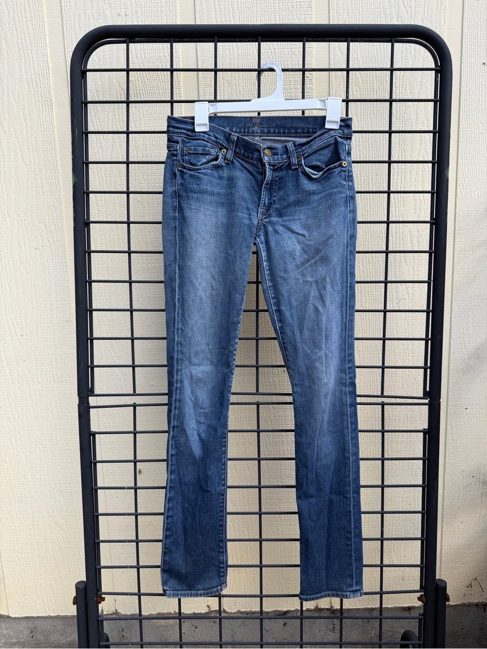 7 For All Mankind Women's Straight Leg Jeans in Medium Blue Wash